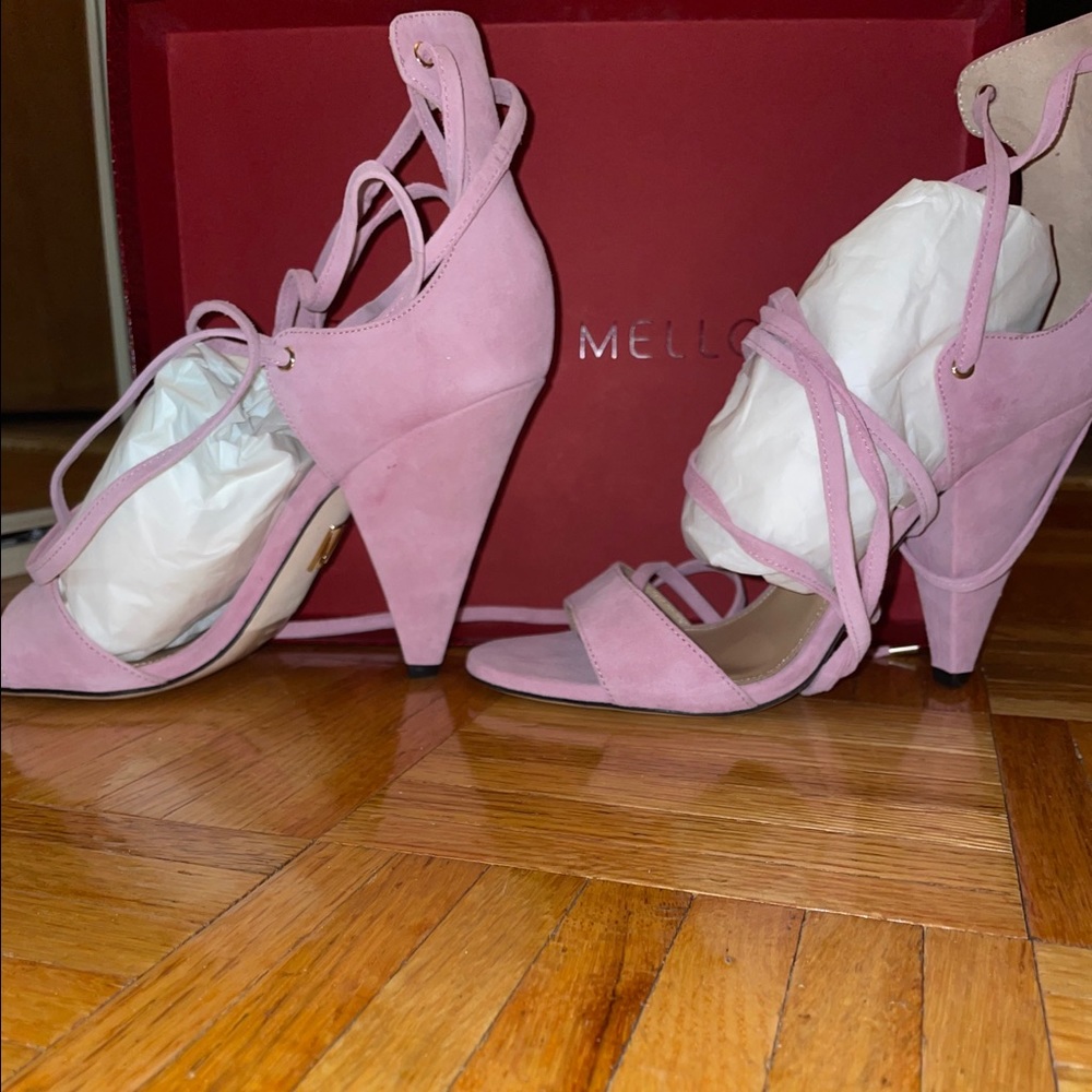 Pink Suede Lace Up Sandals